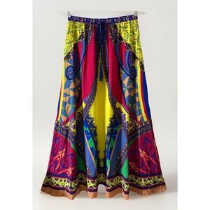 Flying Tomato Women's Small Elastic Waist Boho Vibrant Rayon Maxi Long Skirt